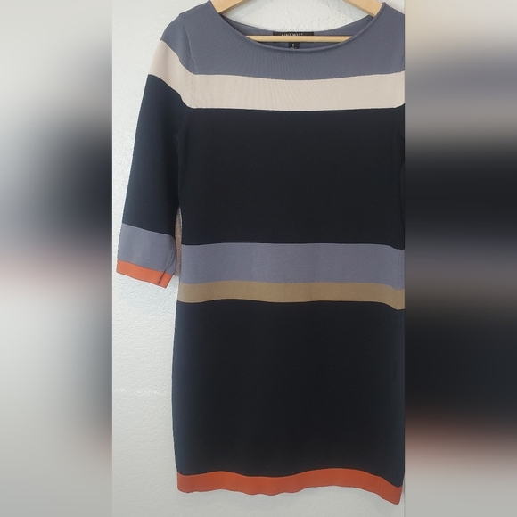 💚5/$25 Nine West Colorblock Striped Sheath Stretck Snit Dress Size Small - Picture 2 of 7